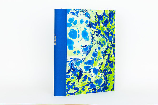 Notizbuch mit austauschbarem Inhalt inkl. 3 Inlays Blau, Grün/Blau mit Prägung