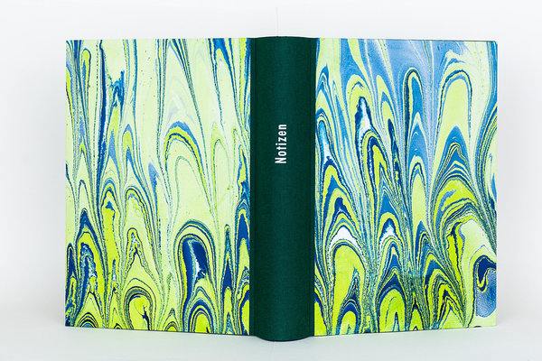 Notizbuch mit austauschbarem Inhalt inkl. 3 Inlays Grün, Grün/ Blau mit Prägung